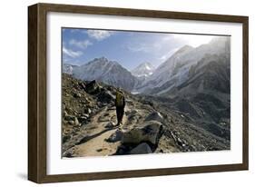 A Trekker on the Everest Base Camp Trail, Nepal-David Noyes-Framed Photographic Print