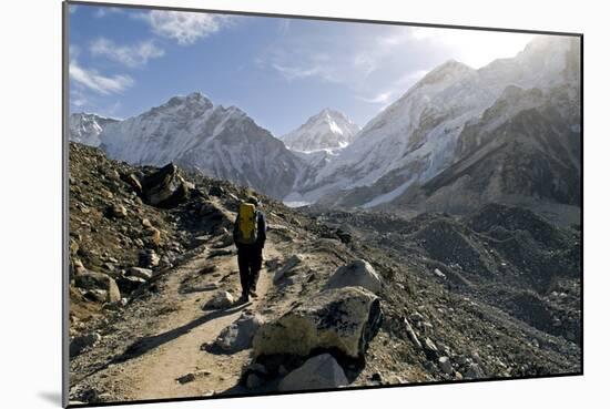 A Trekker on the Everest Base Camp Trail, Nepal-David Noyes-Mounted Photographic Print