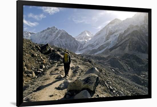 A Trekker on the Everest Base Camp Trail, Nepal-David Noyes-Framed Photographic Print