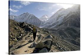 A Trekker on the Everest Base Camp Trail, Nepal-David Noyes-Stretched Canvas