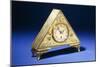 A Triangular Brass Table Clock with Engraved Floral Decoration-Dagobert Peche-Mounted Giclee Print