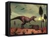 A Triceratops Falls Victim to Tyrannosaurus Rex-Stocktrek Images-Framed Stretched Canvas