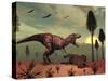 A Triceratops Falls Victim to Tyrannosaurus Rex-Stocktrek Images-Stretched Canvas