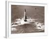 A Trinity House Steamer Waits off the Eddystone Lighthouse to Deliver Christmas Supplies, 1938-null-Framed Photographic Print