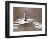 A Trinity House Steamer Waits off the Eddystone Lighthouse to Deliver Christmas Supplies, 1938-null-Framed Photographic Print