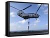 A Trio of Marines Fast Rope from a CH-46E Sea Knight Helicopter-Stocktrek Images-Framed Stretched Canvas