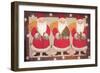 A Trio of Santa’s Bordered with Stars and Brown-Beverly Johnston-Framed Giclee Print