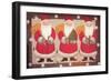 A Trio of Santa’s Bordered with Stars and Brown-Beverly Johnston-Framed Giclee Print