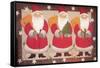 A Trio of Santa’s Bordered with Stars and Brown-Beverly Johnston-Framed Stretched Canvas