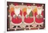 A Trio of Santa’s Bordered with Stars and Brown-Beverly Johnston-Framed Giclee Print