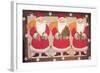 A Trio of Santa’s Bordered with Stars and Brown-Beverly Johnston-Framed Giclee Print