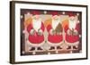 A Trio of Santa’s Bordered with Stars and Brown-Beverly Johnston-Framed Giclee Print