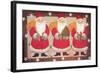 A Trio of Santa’s Bordered with Stars and Brown-Beverly Johnston-Framed Giclee Print