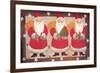 A Trio of Santa’s Bordered with Stars and Brown-Beverly Johnston-Framed Giclee Print