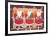 A Trio of Santa’s Bordered with Stars and Brown-Beverly Johnston-Framed Giclee Print