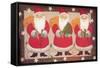 A Trio of Santa’s Bordered with Stars and Brown-Beverly Johnston-Framed Stretched Canvas