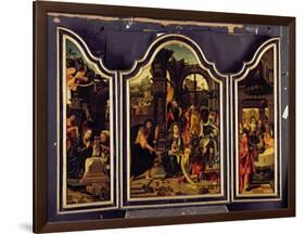 A Triptych: Adoration of the Magi; Nativity and Presentation in the Temple; Annunciation-Master of 1518-Framed Giclee Print