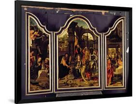 A Triptych: Adoration of the Magi; Nativity and Presentation in the Temple; Annunciation-Master of 1518-Framed Giclee Print