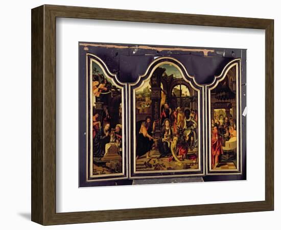 A Triptych: Adoration of the Magi; Nativity and Presentation in the Temple; Annunciation-Master of 1518-Framed Giclee Print