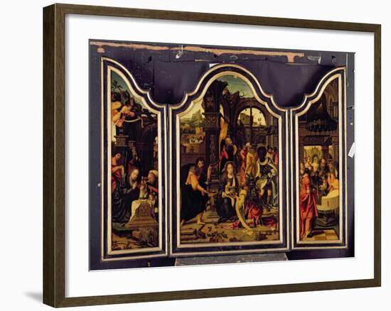 A Triptych: Adoration of the Magi; Nativity and Presentation in the Temple; Annunciation-Master of 1518-Framed Giclee Print