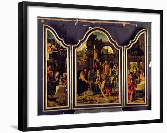 A Triptych: Adoration of the Magi; Nativity and Presentation in the Temple; Annunciation-Master of 1518-Framed Giclee Print