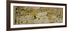 A Triptych of a Wrestling Bout at a Daimyo Mansion-Katsukawa Shunei-Framed Giclee Print