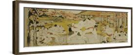 A Triptych of a Wrestling Bout at a Daimyo Mansion-Katsukawa Shunei-Framed Giclee Print