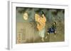 A Triptych of Fujiwara No Yasumasa Playing the Flute by Moonlight-Tsukioka Kinzaburo Yoshitoshi-Framed Giclee Print