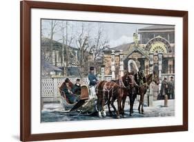 A Troika Sled in Moscow, Russia, C1890-Gillot-Framed Giclee Print