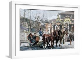 A Troika Sled in Moscow, Russia, C1890-Gillot-Framed Giclee Print