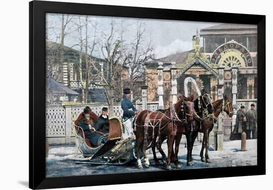 A Troika Sled in Moscow, Russia, C1890-Gillot-Framed Premium Giclee Print