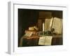 A Trompe L'Oeil with a Pewter Ink Stand, Books and Papers, 1702-Edwaert Collier-Framed Giclee Print