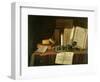 A Trompe L'Oeil with a Pewter Ink Stand, Books and Papers, 1702-Edwaert Collier-Framed Giclee Print