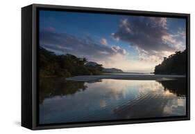 A Tropical Scene with the Itamambuca River Entering the Atlantic Ocean at Itamambuca Beach-Alex Saberi-Framed Stretched Canvas