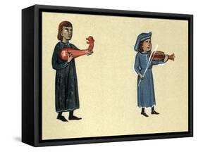 A Troubadour of the Middle Ages, illustration from 'Histoire de la Literature Francaise'-French School-Framed Stretched Canvas