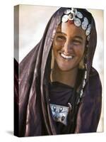 A Tuareg Woman with Attractive Silver Jewellery at Her Desert Home, North of Timbuktu, Mali-Nigel Pavitt-Stretched Canvas