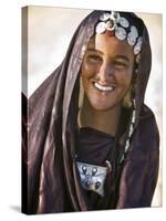 A Tuareg Woman with Attractive Silver Jewellery at Her Desert Home, North of Timbuktu, Mali-Nigel Pavitt-Stretched Canvas