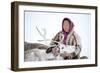 A Tundra Nenets Woman With Her -Akva- Pet Reindeer (Rangifer Tarandus), Yar-Sale District, Yamal-Eric Baccega-Framed Photographic Print