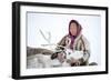 A Tundra Nenets Woman With Her -Akva- Pet Reindeer (Rangifer Tarandus), Yar-Sale District, Yamal-Eric Baccega-Framed Photographic Print