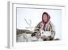 A Tundra Nenets Woman With Her -Akva- Pet Reindeer (Rangifer Tarandus), Yar-Sale District, Yamal-Eric Baccega-Framed Photographic Print