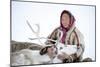 A Tundra Nenets Woman With Her -Akva- Pet Reindeer (Rangifer Tarandus), Yar-Sale District, Yamal-Eric Baccega-Mounted Photographic Print