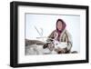 A Tundra Nenets Woman With Her -Akva- Pet Reindeer (Rangifer Tarandus), Yar-Sale District, Yamal-Eric Baccega-Framed Photographic Print