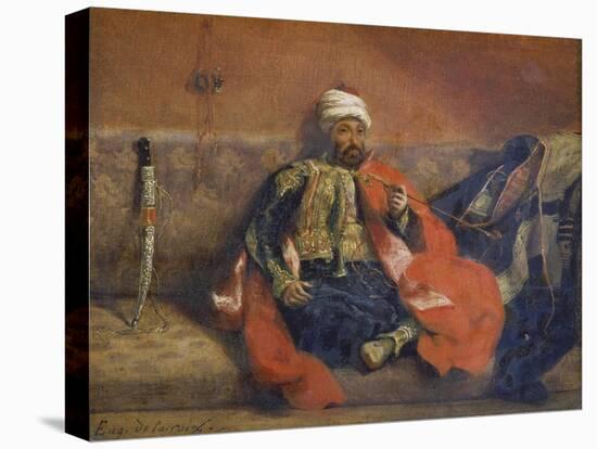 A Turk Smoking Sitting on a Sofa, C. 1840-Eugene Delacroix-Stretched Canvas