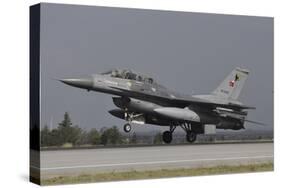 A Turkish Air Force F-16D Landing on the Runway at Konya Air Base-Stocktrek Images-Stretched Canvas