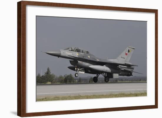 A Turkish Air Force F-16D Landing on the Runway at Konya Air Base-Stocktrek Images-Framed Photographic Print