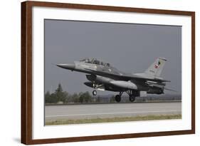 A Turkish Air Force F-16D Landing on the Runway at Konya Air Base-Stocktrek Images-Framed Photographic Print