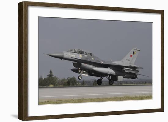 A Turkish Air Force F-16D Landing on the Runway at Konya Air Base-Stocktrek Images-Framed Photographic Print