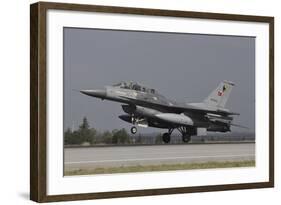 A Turkish Air Force F-16D Landing on the Runway at Konya Air Base-Stocktrek Images-Framed Photographic Print