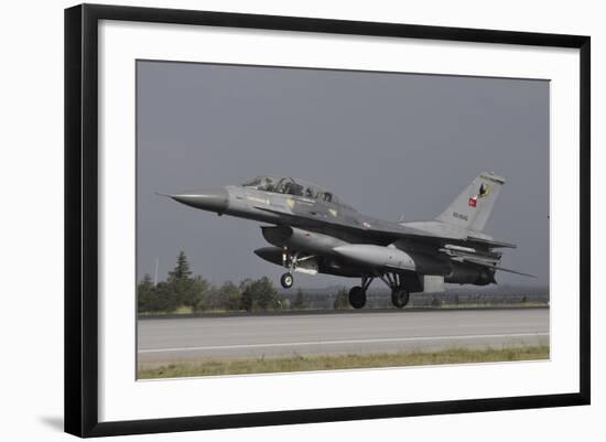 A Turkish Air Force F-16D Landing on the Runway at Konya Air Base-Stocktrek Images-Framed Photographic Print