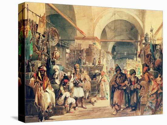 A Turkish Bazaar, 1854-Amadeo Preziosi-Stretched Canvas